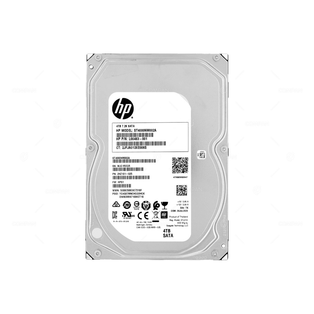 L66483-001 HP HARD DRIVE 4TB 6G 7.2K 3.5 LFF SATA 2HZ101-025, ST4000NM002A